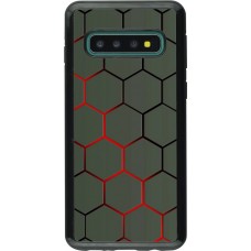 Hülle Samsung Galaxy S10 - Hybrid Armor schwarz Geometric Line red