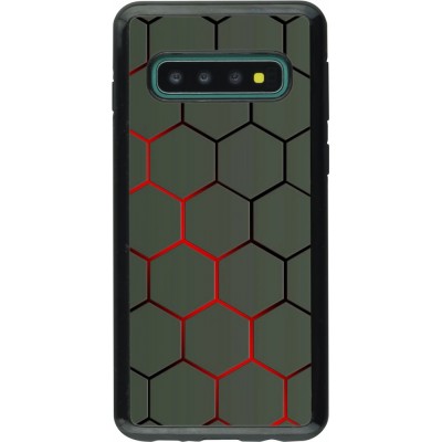 Hülle Samsung Galaxy S10 - Hybrid Armor schwarz Geometric Line red