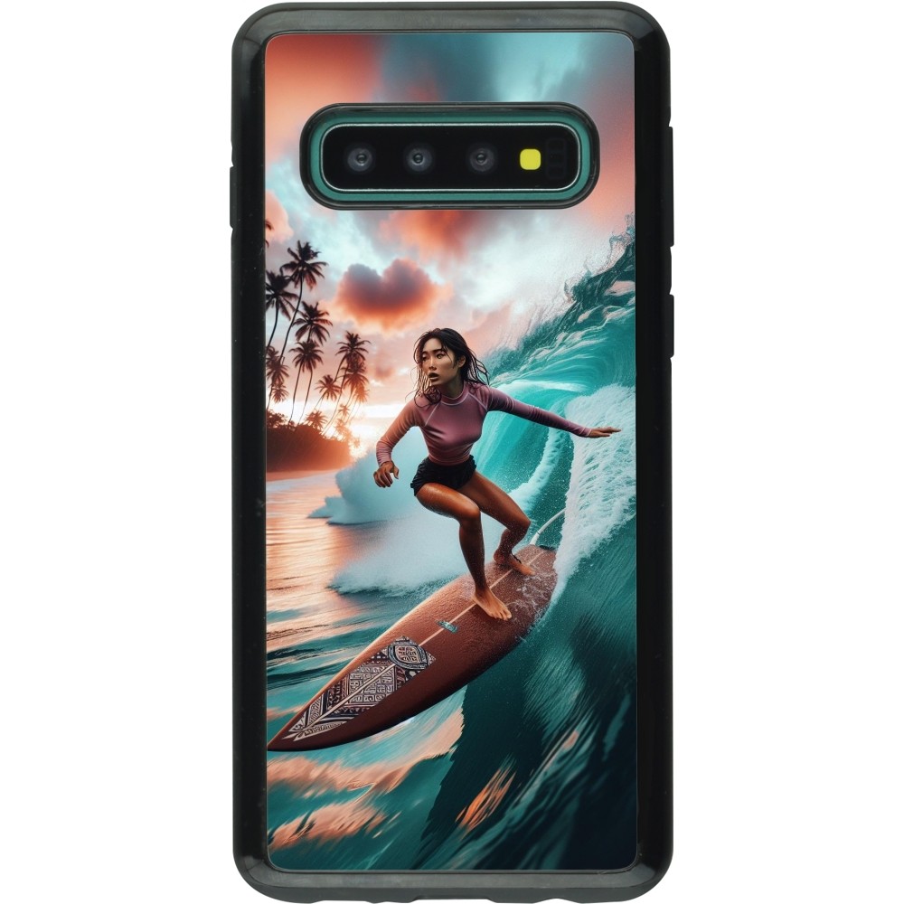 Samsung Galaxy S10 Case Hülle - Hybrid Armor schwarz Surferin aus Bali