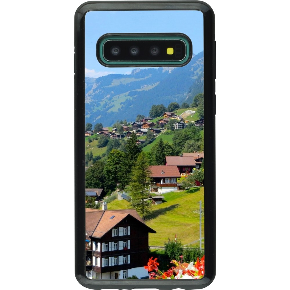 Coque Samsung Galaxy S10 - Hybrid Armor noir Fête Nationale Suisse Paysage
