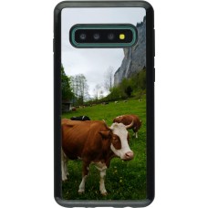 Coque Samsung Galaxy S10 - Hybrid Armor noir Fête Nationale Suisse Vaches