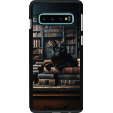 Samsung Galaxy S10 Case Hülle - Katze Bücher dunkel