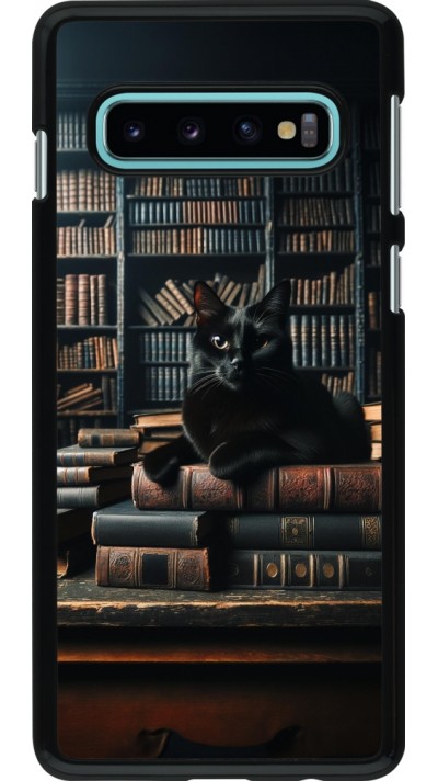 Samsung Galaxy S10 Case Hülle - Katze Bücher dunkel