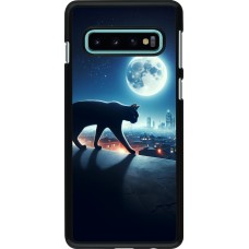 Samsung Galaxy S10 Case Hülle - Schwarze Katze unter dem Vollmond