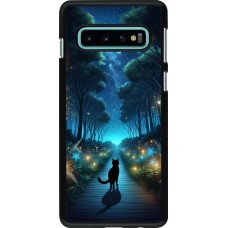 Samsung Galaxy S10 Case Hülle - Schwarze Katze Spaziergang