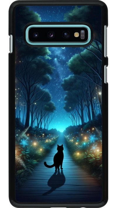 Coque Samsung Galaxy S10 - Chat noir promenade
