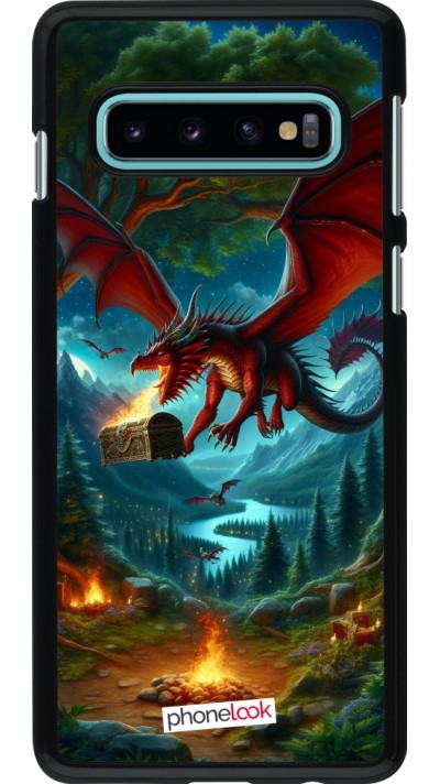 Samsung Galaxy S10 Case Hülle - Drache Fliegend Wald Schatz