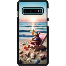 Samsung Galaxy S10 Case Hülle - Kackhaufen Emoji auf Liegestuhl