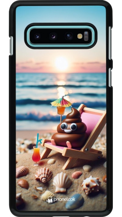Coque Samsung Galaxy S10 - Emoji caca sur chaise longue