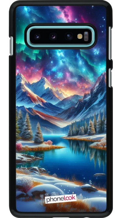 Samsung Galaxy S10 Case Hülle - Fantasiebergsee Himmel Sterne
