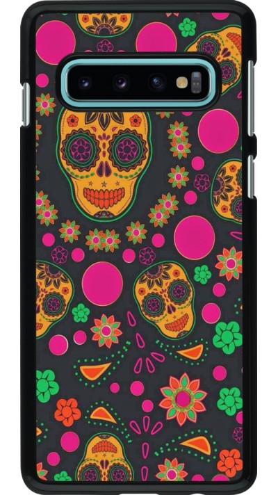 Samsung Galaxy S10 Case Hülle - Halloween 22 colorful mexican skulls