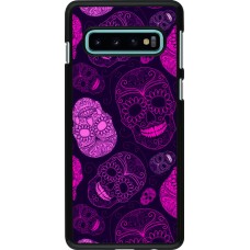 Samsung Galaxy S10 Case Hülle - Halloween 2023 pink skulls