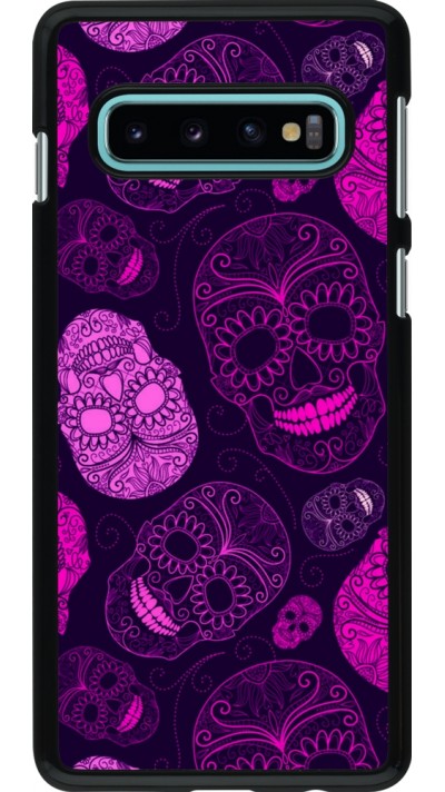 Samsung Galaxy S10 Case Hülle - Halloween 2023 pink skulls