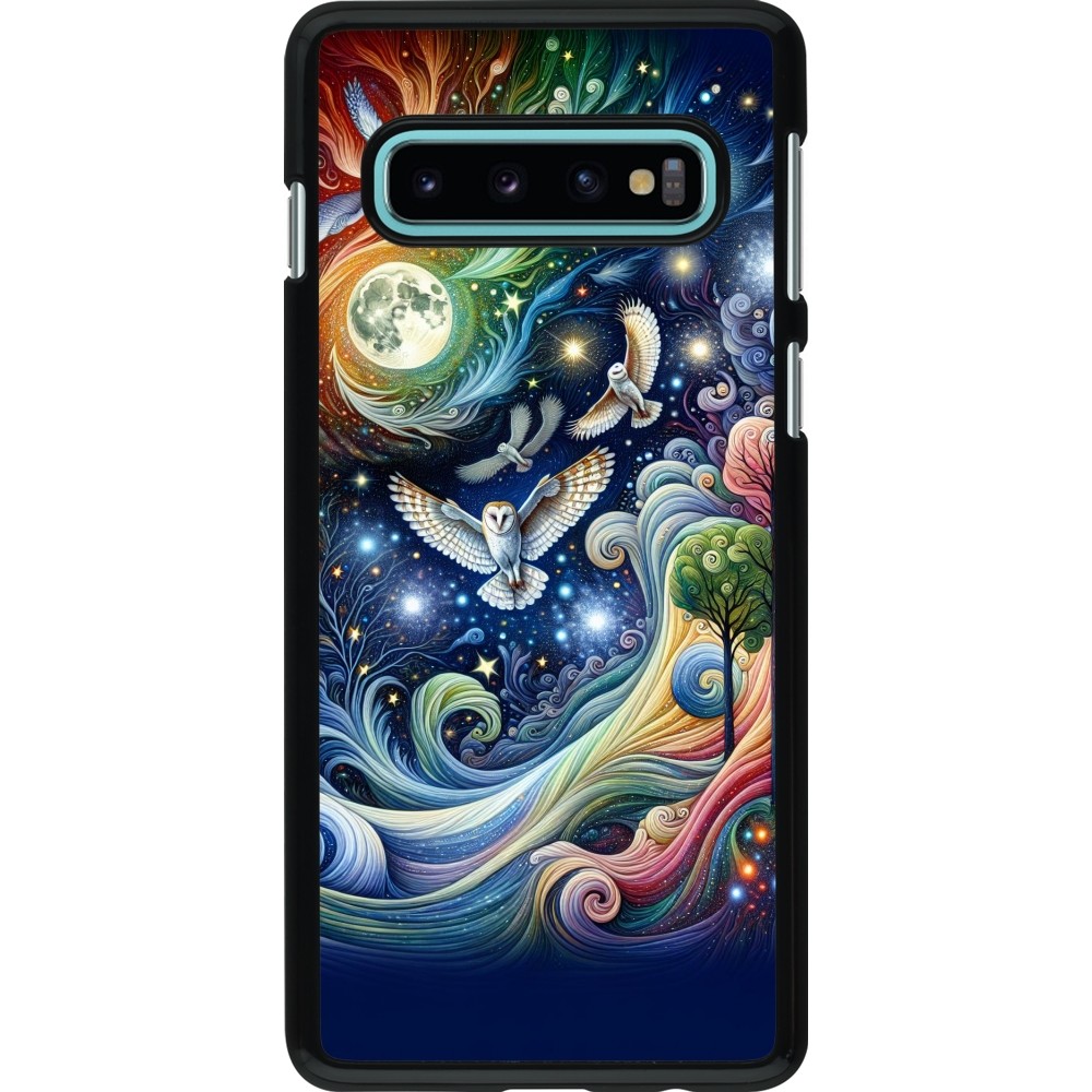 Coque Samsung Galaxy S10 - hibou volant floral