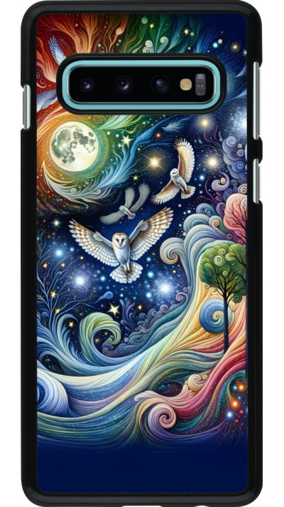 Coque Samsung Galaxy S10 - hibou volant floral