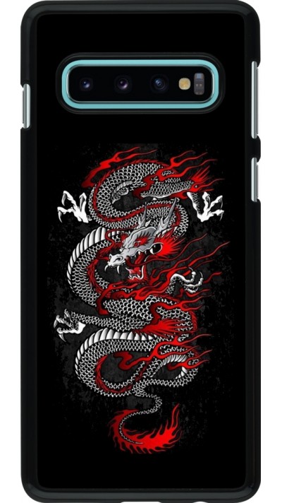 Coque Samsung Galaxy S10 - Japanese style Dragon Tattoo Red Black