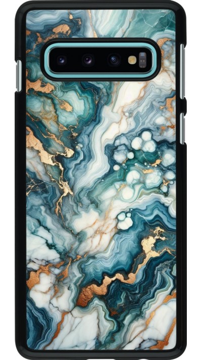 Samsung Galaxy S10 Case Hülle - Grüner Blauer Goldener Marmor