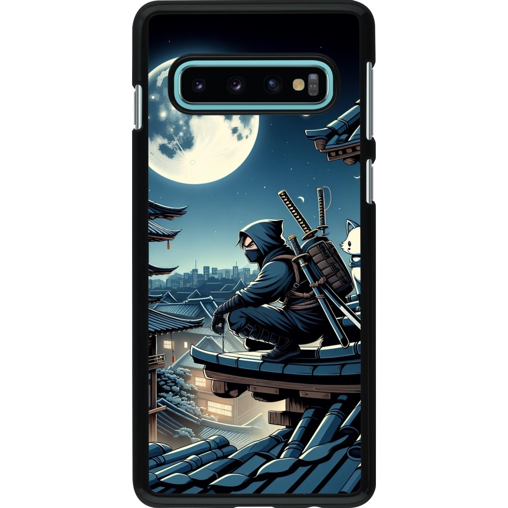 Samsung Galaxy S10 Case Hülle - Ninja unter dem Mond