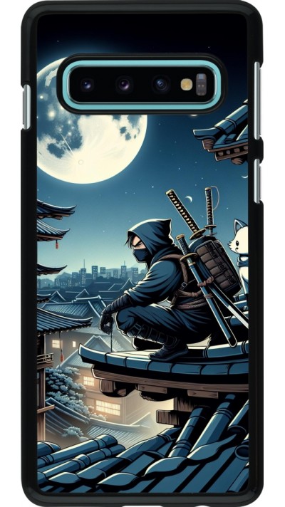 Samsung Galaxy S10 Case Hülle - Ninja unter dem Mond
