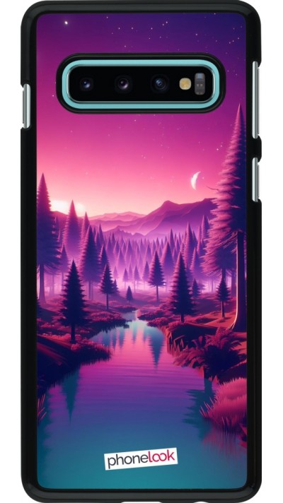 Coque Samsung Galaxy S10 - Paysage Violet-Rose