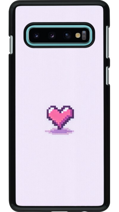 Coque Samsung Galaxy S10 - Pixel Coeur Violet Clair