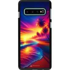 Coque Samsung Galaxy S10 - Plage coucher soleil flashy