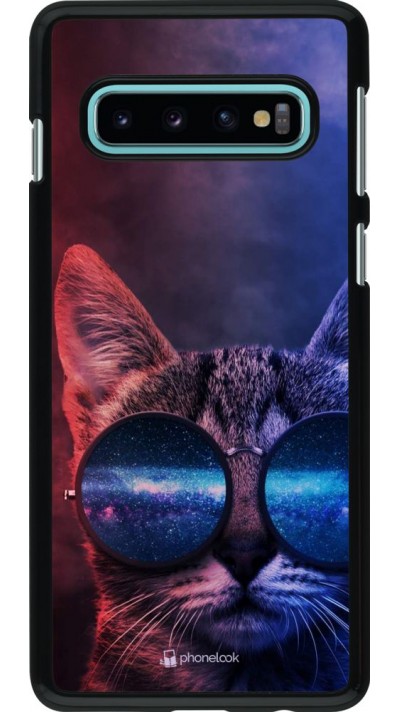 Coque Samsung Galaxy S10 - Red Blue Cat Glasses