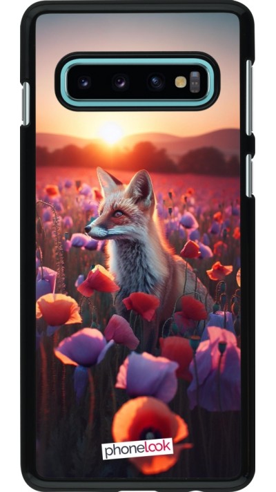 Samsung Galaxy S10 Case Hülle - Purpurroter Fuchs bei Dammerung