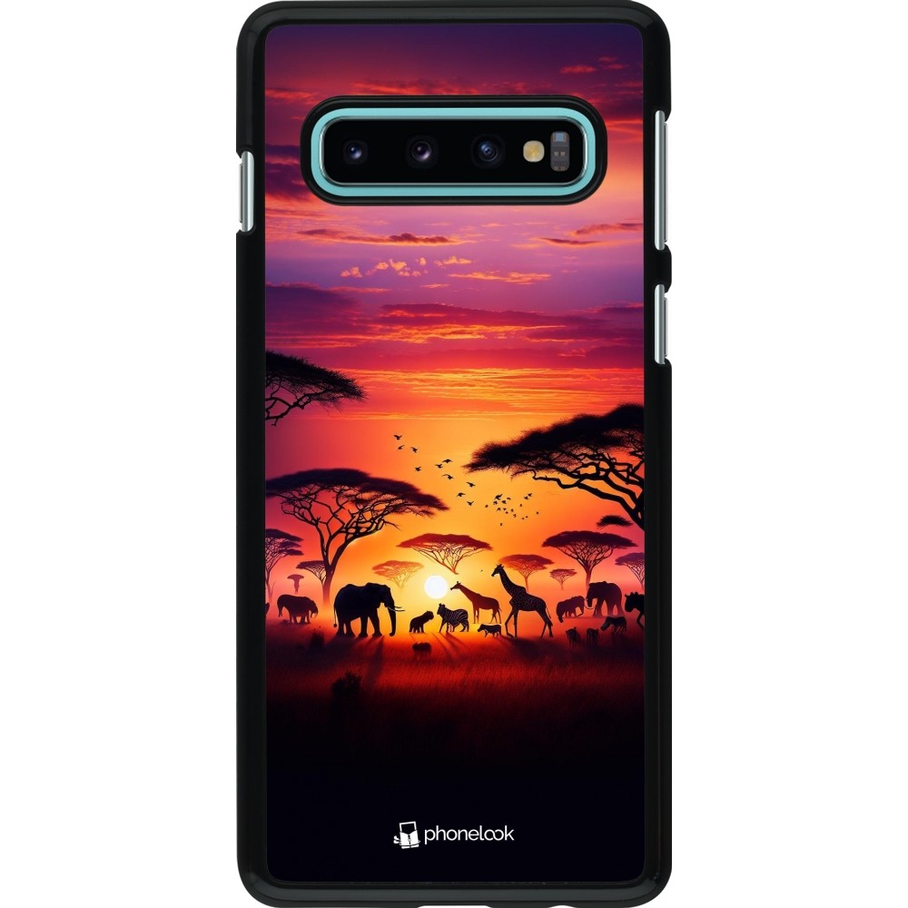 Samsung Galaxy S10 Case Hülle - Safari Sonnenuntergang Wildtiere