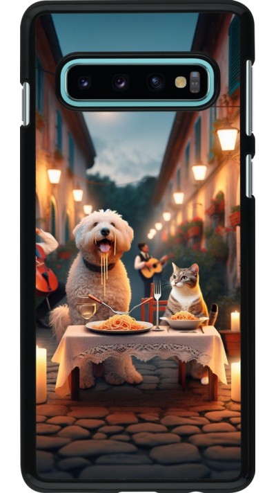 Samsung Galaxy S10 Case Hülle - Valentin 2024 Hund & Katze Kerzenlicht