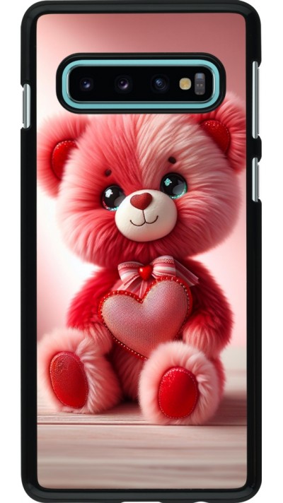 Samsung Galaxy S10 Case Hülle - Valentin 2024 Rosaroter Teddybär