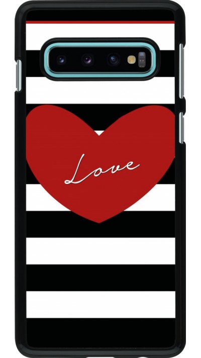 Coque Samsung Galaxy S10 - Valentine 2023 heart black and white lines