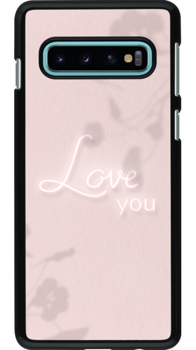 Coque Samsung Galaxy S10 - Valentine 2023 love you neon flowers shadows