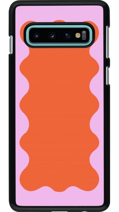 Samsung Galaxy S10 Case Hülle - Wavy Rectangle Orange Pink