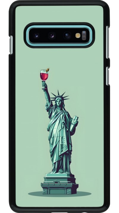 Samsung Galaxy S10 Case Hülle - Freiheitsstatue mit einem Glas Wein