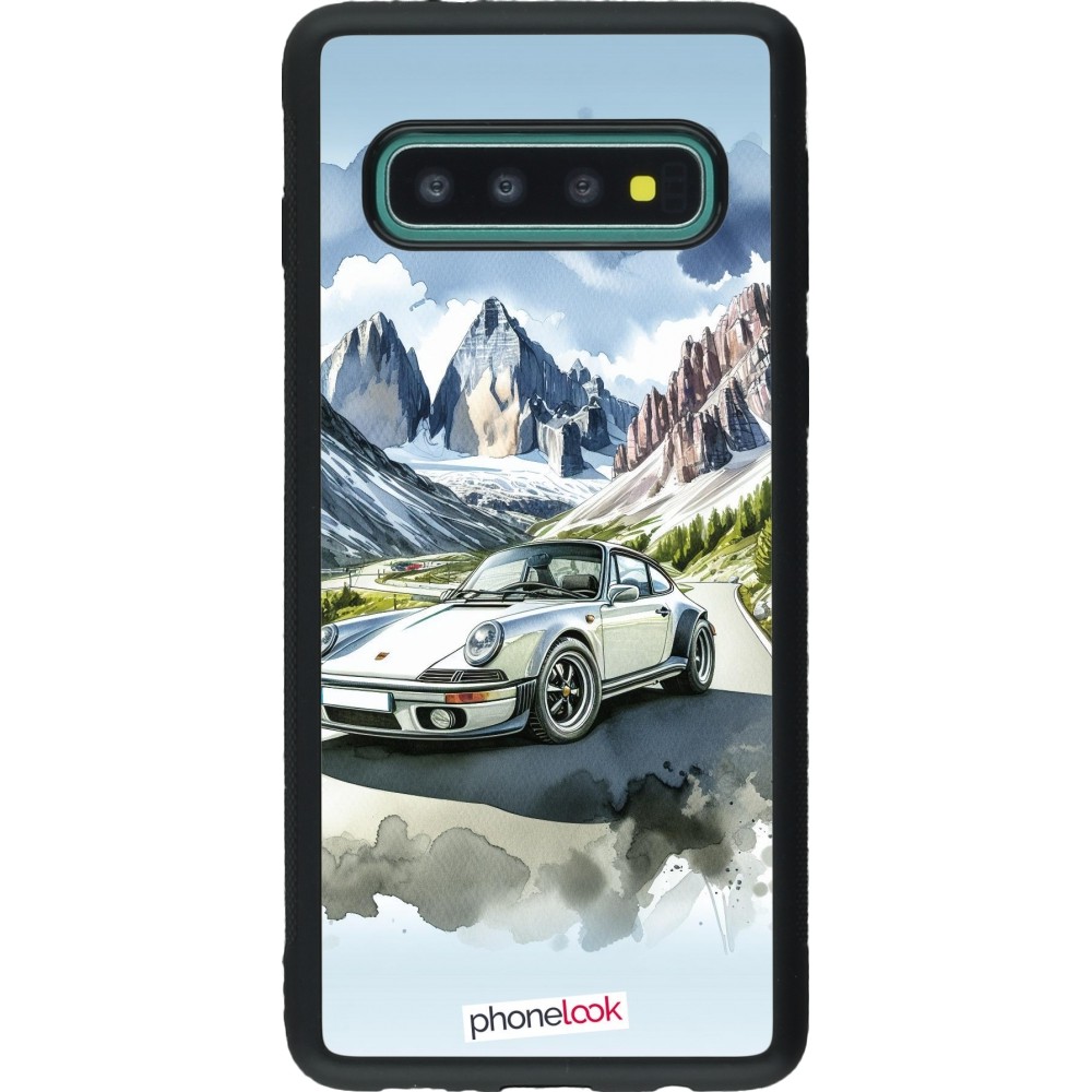Samsung Galaxy S10 Case Hülle - Silikon schwarz Porsche 911 Berg Aquarell