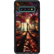 Coque Samsung Galaxy S10 - Silicone rigide noir Automne doré glare