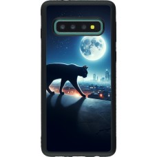 Samsung Galaxy S10 Case Hülle - Silikon schwarz Schwarze Katze unter dem Vollmond