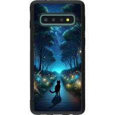 Samsung Galaxy S10 Case Hülle - Silikon schwarz Schwarze Katze Spaziergang