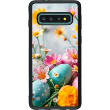 Coque Samsung Galaxy S10 - Silicone rigide noir Easter 2026 Eggs with flowers