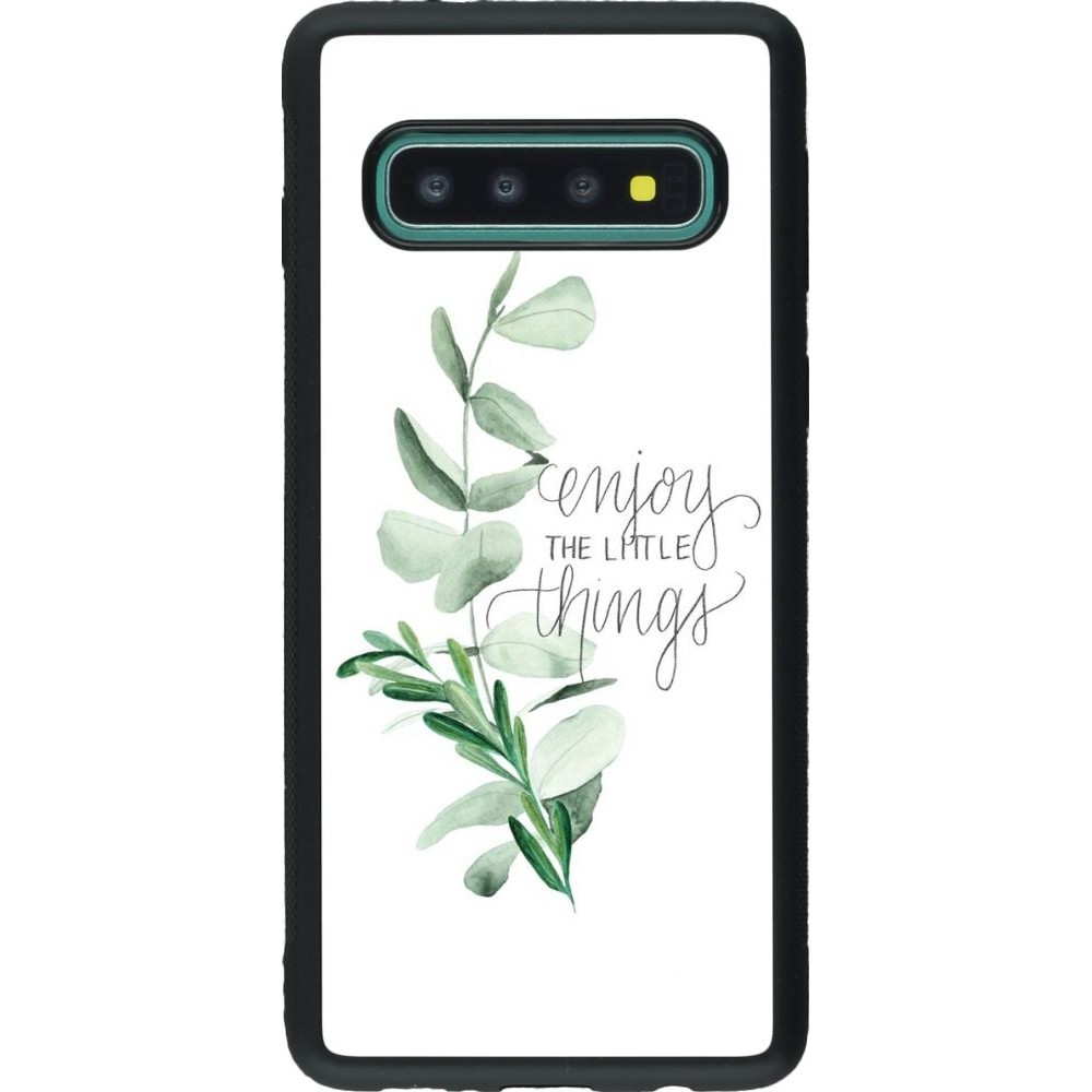 Coque Samsung Galaxy S10 - Silicone rigide noir Enjoy the little things