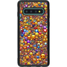 Coque Samsung Galaxy S10 - Silicone rigide noir Emoji mixed