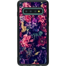 Coque Samsung Galaxy S10 - Silicone rigide noir Flowers Dark