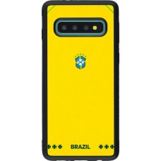 Coque Samsung Galaxy S10 - Silicone rigide noir Maillot de football Bresil 2026 personnalisable