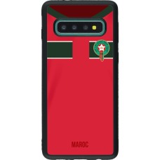 Coque Samsung Galaxy S10 - Silicone rigide noir Maillot de football Maroc 2022 personnalisable