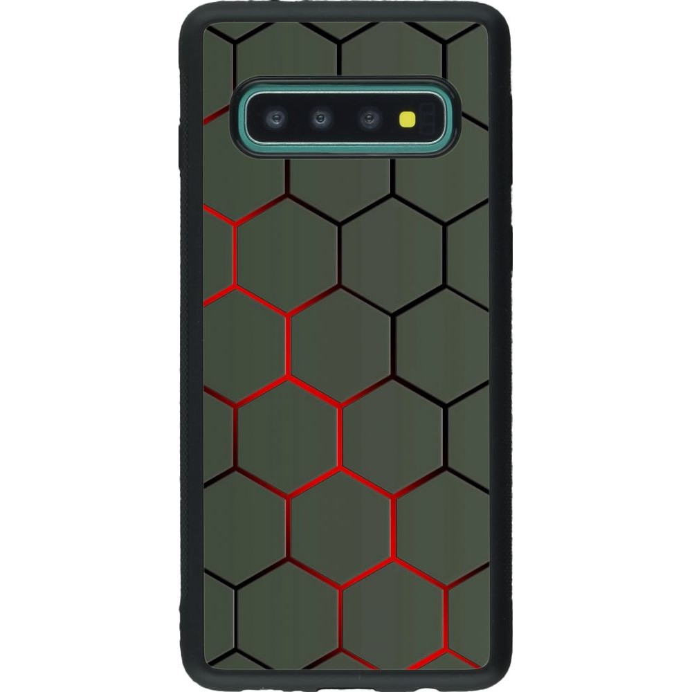 Hülle Samsung Galaxy S10 - Silikon schwarz Geometric Line red