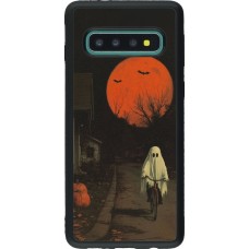 Coque Samsung Galaxy S10 - Silicone rigide noir Halloween 2025 Ghost on a bicycle