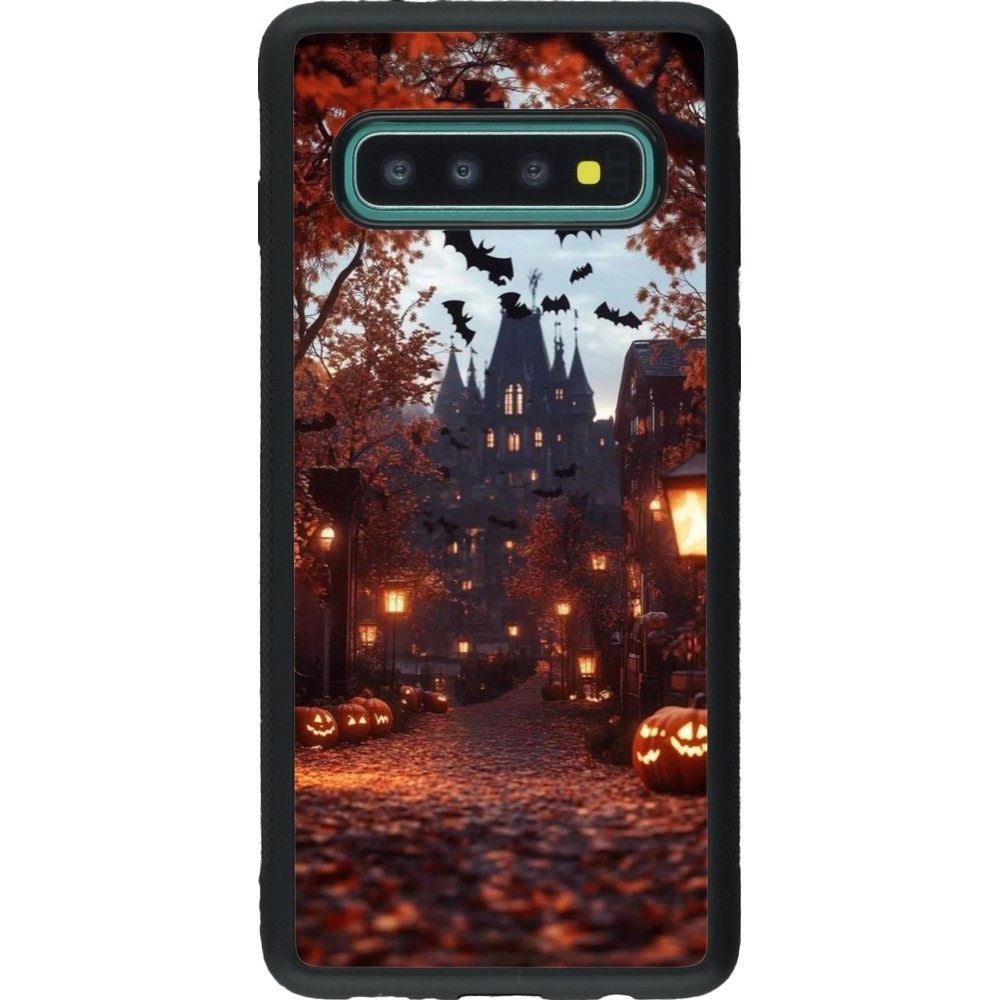 Coque Samsung Galaxy S10 - Silicone rigide noir Halloween 2025 Haunted house