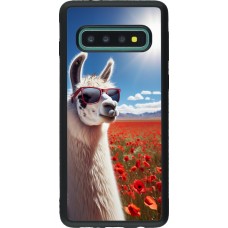 Samsung Galaxy S10 Case Hülle - Silikon schwarz Lama Chic in Mohnblume