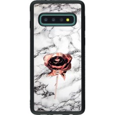 Hülle Samsung Galaxy S10 - Silikon schwarz Marble Rose Gold